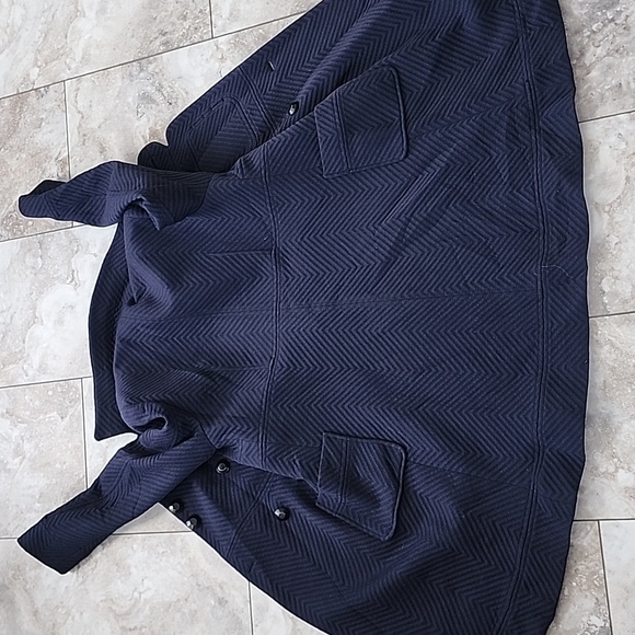 RED VALENTINO NAVY MADE IN ITALY LINED COTTEN N WOOL BLEN EMBOSSED PEA COAT EU46 - Picture 10 of 11